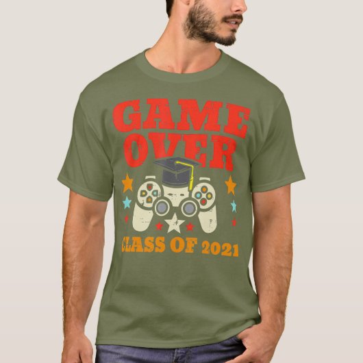 Game Over Class 2021ゲームコントローラの卒業 Tシャツ (正面)