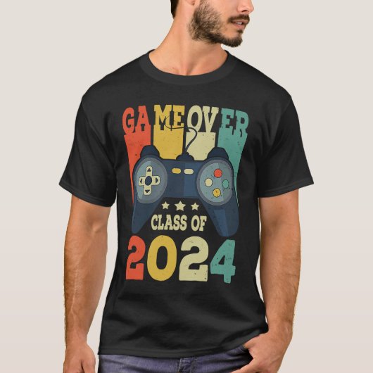 Game Over Class Of 2024 Senior Gaming Gamer Retro  Tシャツ (正面)