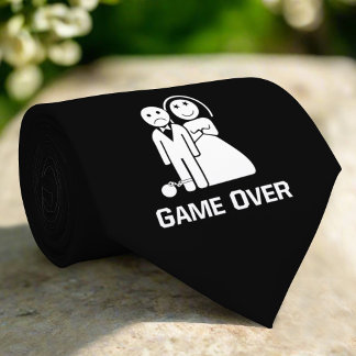 Game Over Funny Wedding Saying Black And White ネクタイ