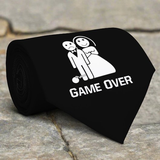 Game Over Funny Wedding Saying Black And White ネクタイ