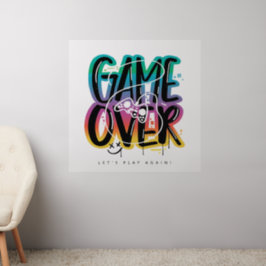 Game over graffiti joystick gamer ウォールステッカー