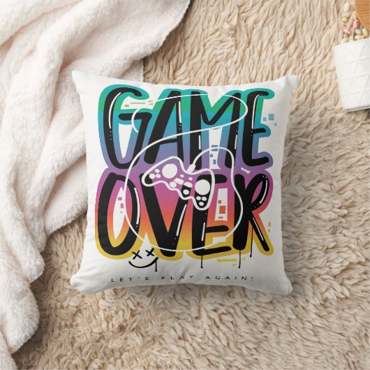 Game over graffiti joystick gamer クッション (ブランケット)