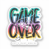 Game over graffiti joystick gamer シール (正面)