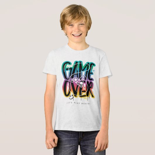 Game over graffiti joystick gamer トライブレンドＴシャツ (正面全面)