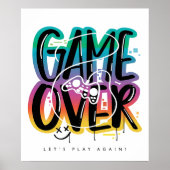 Game over graffiti joystick gamer ポスター (正面)