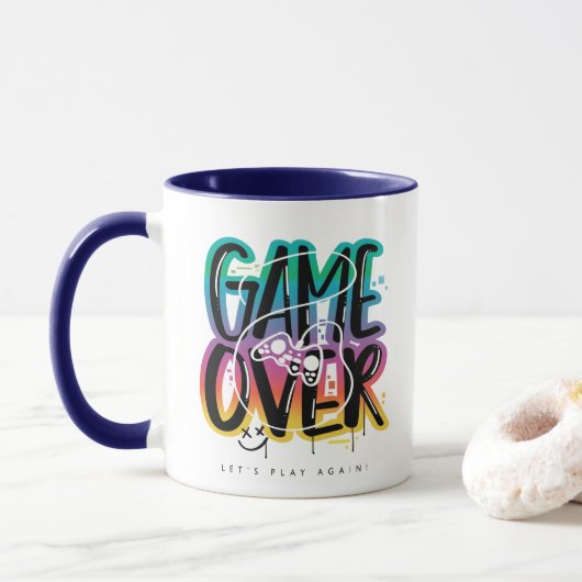 Game over graffiti joystick gamer マグカップ (ドーナツ)