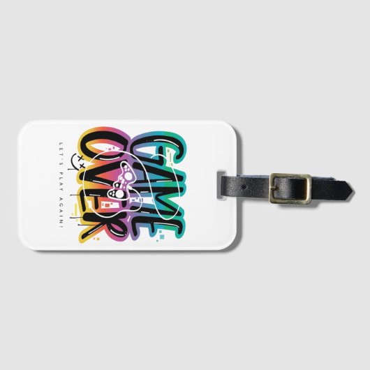 Game over graffiti joystick gamer ラゲッジタグ (正面横)