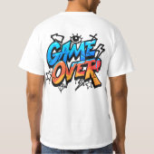 Game Over Graffiti Style Gamer T-Shirt – Bold Blue Tシャツ (裏面)