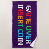 Game Over Insert Coin ビーチタオル (正面)