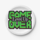 Game Over, Level Up: Pixelated Retro Game World ペーパープレート (正面)