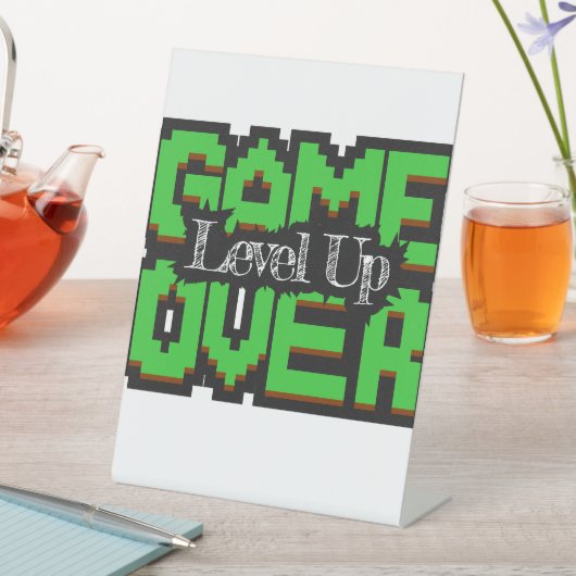 Game Over, Level Up: Pixelated Retro Game World 台座サイン (インサイチュ)