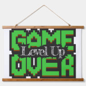 Game Over, Level Up: Pixelated Retro Game World 吊り下げ型タペストリー (正面)