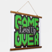Game Over, Level Up: Pixelated Retro Game World 吊り下げ型タペストリー (傾斜あり)