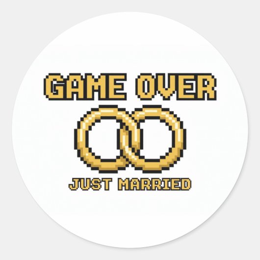 Game Over Married Funny Sticker ラウンドシール (正面)