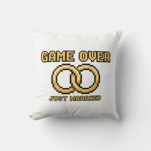 Game Over Married Funny Throw Pillow クッション (正面)
