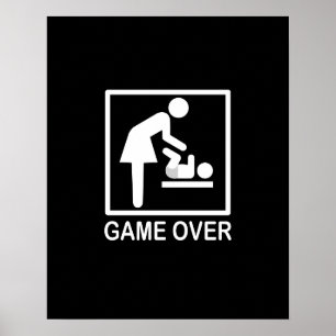 Game Over Mom ユーモアのある Signage ポスター