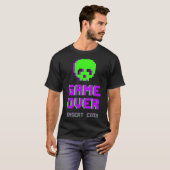 Game Over Pixel Art Skull Tシャツ (正面フル)