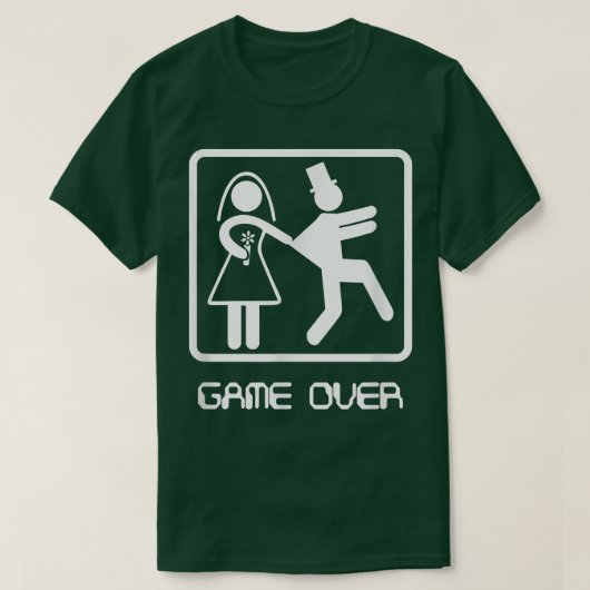 Game over shirtビデオゲーマー独身者結婚の新郎 tシャツ (デザイン正面)