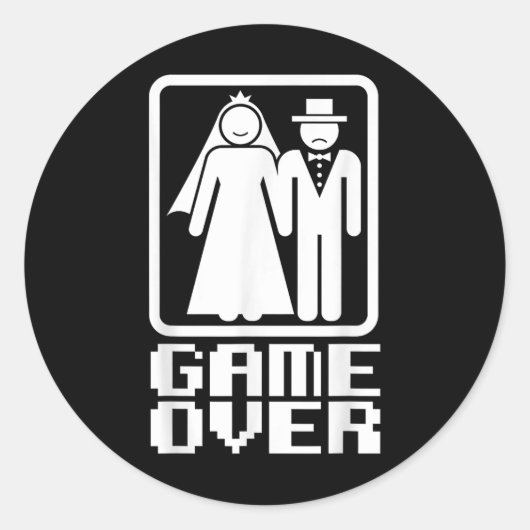 Game Over Shirt おもしろい結婚's Bride Groom Gamer Te ラウンドシール (正面)