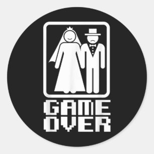 Game Over Shirt おもしろい結婚's Bride Groom Gamer Te ラウンドシール