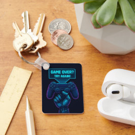 Game Over? Try Again! – Cool Futuristic Gamer  キーホルダー