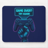 Game Over? Try Again! – Cool Futuristic Gamer  マウスパッド (正面)