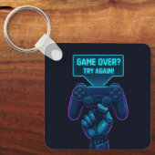 Game Over? Try Again! Futuristic Gamer Keychain  キーホルダー (正面)