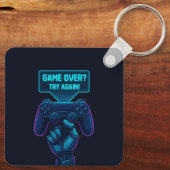 Game Over? Try Again! Futuristic Gamer Keychain キーホルダー (裏面)