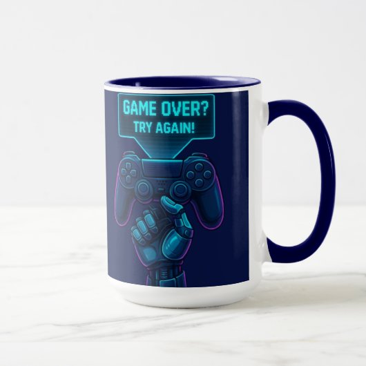 Game Over? Try Again! Futuristic Gamer Mug マグカップ (右)
