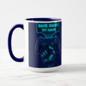 Game Over? Try Again! Futuristic Gamer Mug マグカップ (左)