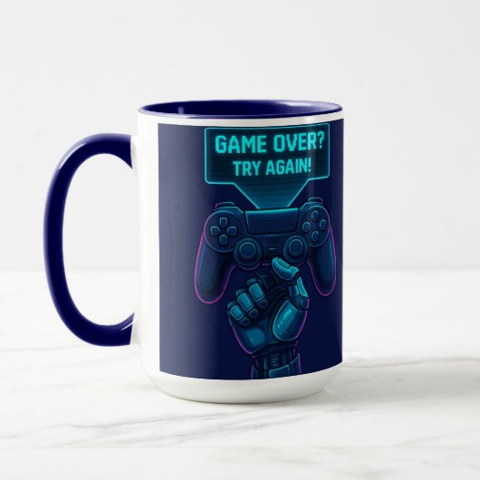 Game Over? Try Again! Futuristic Gamer Mug マグカップ (左)