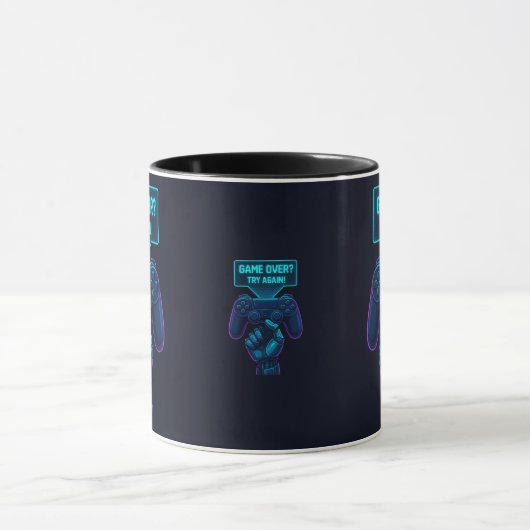 Game Over? Try Again! – Futuristic Gamer Mug マグカップ (中央)