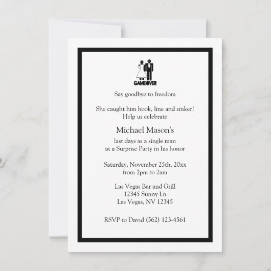 Game Over - Último día como hombre libre Fiesta de 招待状 (裏面)