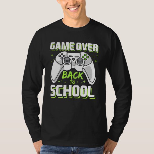 Game Over Video Game Controller Gamer Back To Scho Tシャツ (正面)