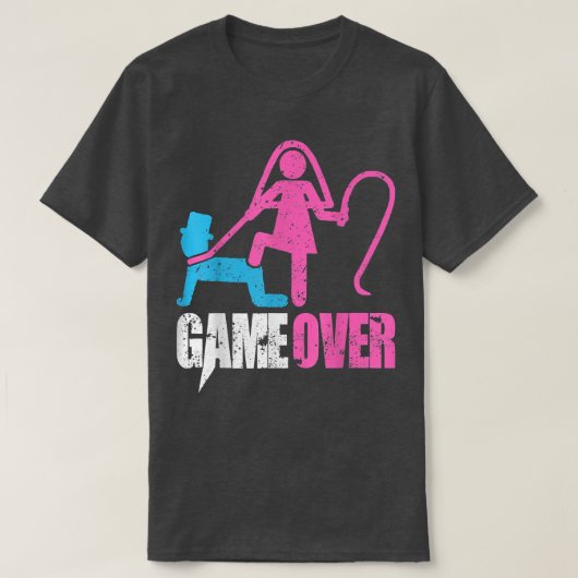 Game Over Wedding Bride and Groom Bachelor Party  Tシャツ (デザイン正面)