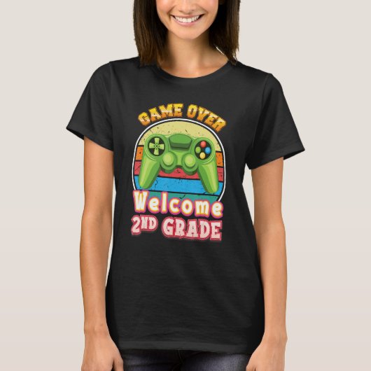 Game Over Welcome 2nd Grade Gamer Back To School S Tシャツ (正面)