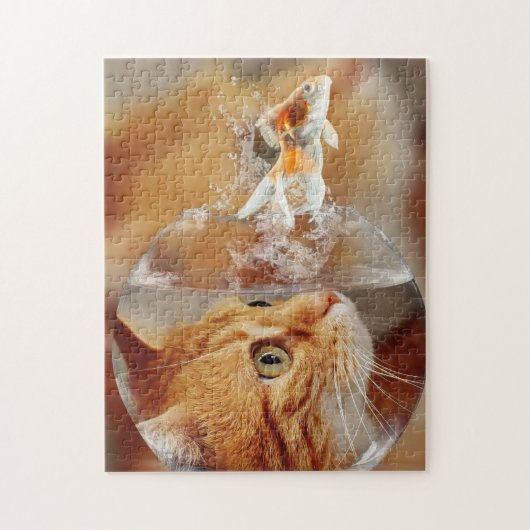 Game Puzzle-Cat & Goldfish ジグソーパズル (縦)