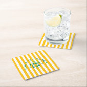 Game Set Match Après Tennis Club Yellow Stripe スクエアペーパーコースター (インサイチュ)