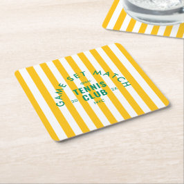 Game Set Match Après Tennis Club Yellow Stripe スクエアペーパーコースター