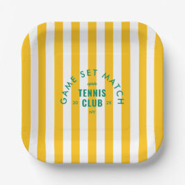 Game Set Match Après Tennis Club Yellow Stripe ペーパープレート
