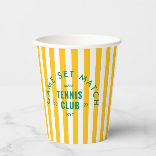 Game Set Match Après Tennis Club Yellow Stripe 紙コップ (正面)