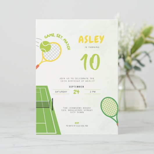 Game, Set, Match Tennis 10th Birthday 招待状 (スタンド正面)