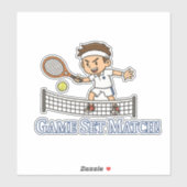 Game Set Match Tennis Cartoon Design シール (シート)