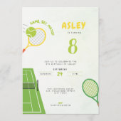 Game, Set, Match Tennis Party Trendy 8th Birthday 招待状 (正面)