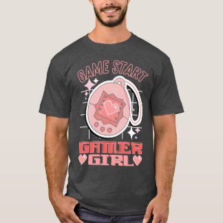 Game Start Gamer Girl Retro E Pet Game vintage Tシャツ