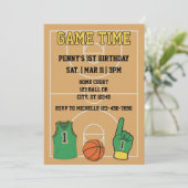 Game Time, Basketball 1st Birthday 招待状 (スタンド正面)