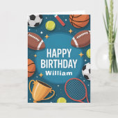 Game Time Blue Sports Birthday Party カード (正面)