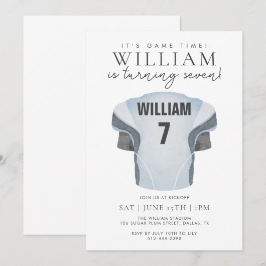 Game Time Football Jersey Birthday 招待状 (正面/裏面)