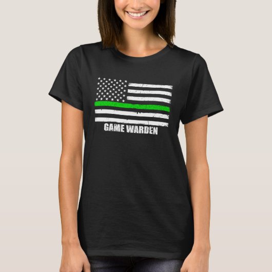 Game Warden   Thin Green Line American Flag Tシャツ (正面)