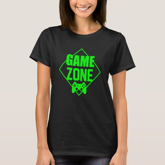 Game Zone Controller Green Video Game Gamer Tシャツ (正面)